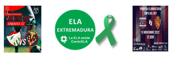 imagen de los carteles de los partidos en la copa mola para dar visibilidad a la ELA.